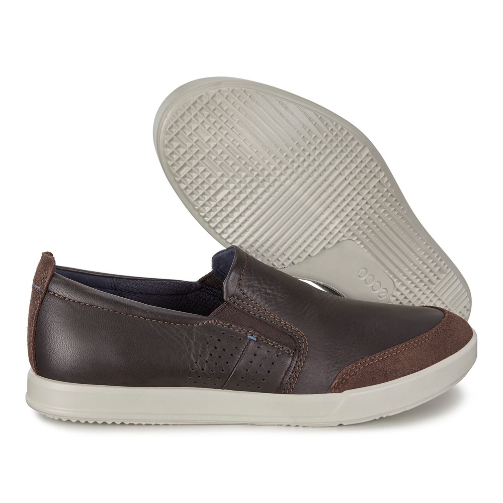 ECCO Mens Slip On Brown - Collin 2.0 Sneakers - WQG-739416